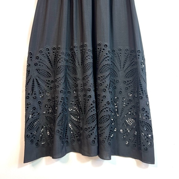 NWT Shoshanna Ari Laser Cut Midi Eyelet Dress Black Size 2 - Picture 7 of 16